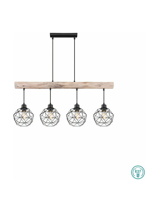 Globo Lighting Theodor Pendant Chandelier Rail for 4 Bulbs E27 Black