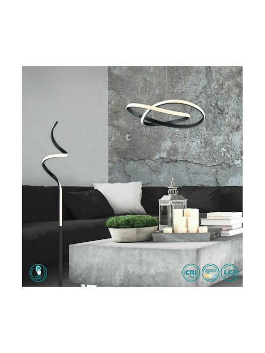 Trio Lighting Lighting Course LED Floor Lamp H147xW21cm. with Warm White Light 950lm Black