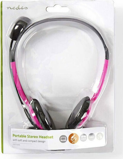 Nedis On Ear Multimedia Headphone with Microphone 3.5mm Jack Pink CHST100PK