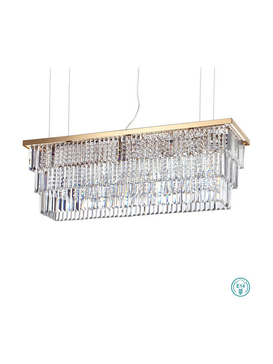 Ideal Lux Martinez Sp8 Chandelier with Crystals 8xE14 Gold 103cm 213583