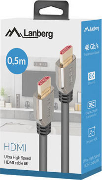 Lanberg HDMI 2.1 Ultra High Speed 48Gbps 4K 120Hz HDR VRR Cable HDMI male - HDMI male 0.5m Μαύρο