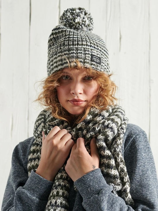 Space Dye Pom Pom Beanie Γυναικείος Σκούφος Πλεκτός Grey Space Dye