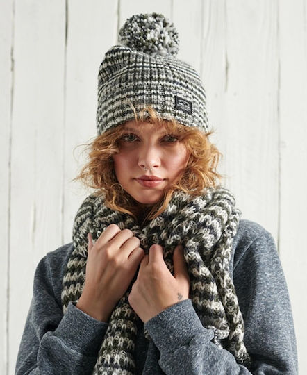 Space Dye Pom Pom Beanie Γυναικείος Σκούφος Πλεκτός Grey Space Dye