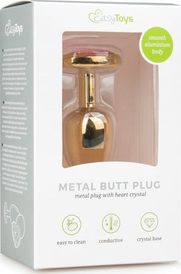 Easytoys Metal Heart Πρωκτική Σφήνα No.3 Gold / Pink 7cm