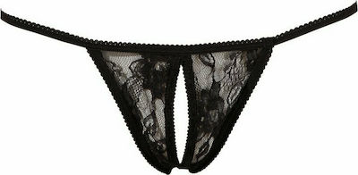 Mandy Mystery Crotchless String Black