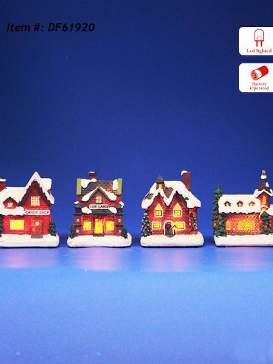 Iliadis Illuminated Christmas Decorative Plastic Battery House 10x10x6cm (Μiscellaneous Designs/Colors)