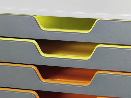 Durable Plastic Desktop Drawer 10 Number of Spit 35.6x29.2x28cm Gray Varicolor