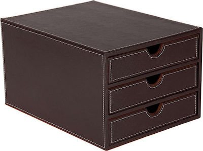 Osco Leather Desktop Drawer 3 Number of Spit 25x34x18cm Brown 103902400