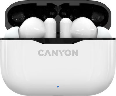 Canyon CNE-CBTHS3W In-ear Bluetooth Handsfree Earphones with Sweat Resistance and Charging Case Whitά