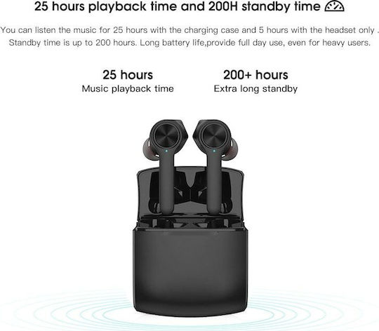 Lenovo HT20 In-ear Bluetooth Handsfree Ακουστικά με Θήκη Φόρτισης Μαύρα