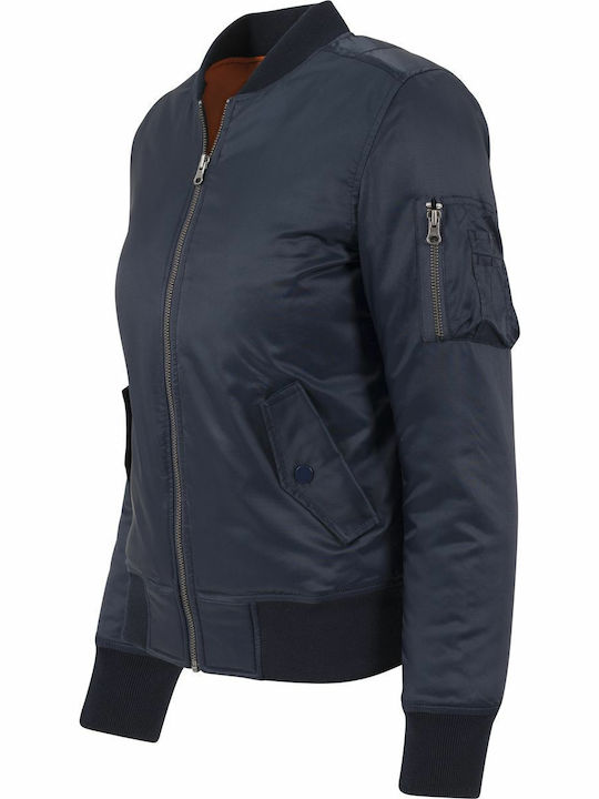 Women's Short Bomber Jacket for Winter Navy Blue