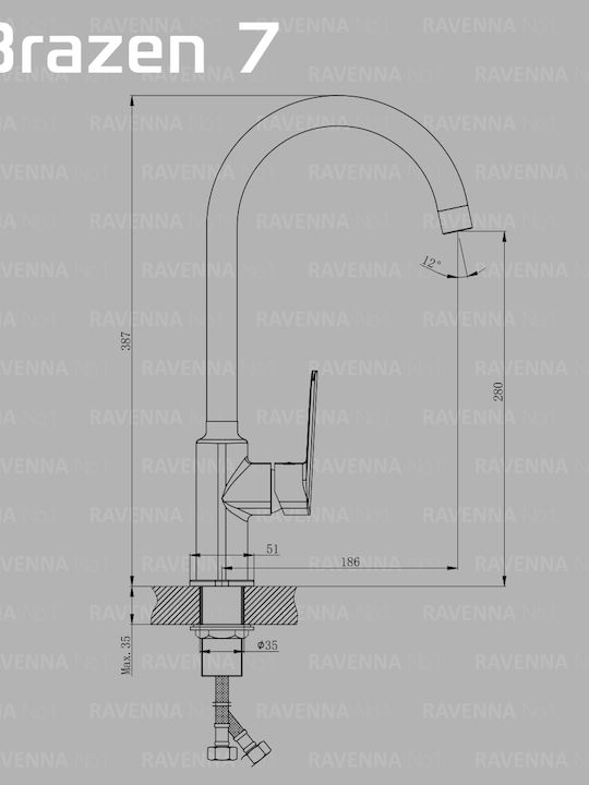 Ravenna Brazen 7 Kitchen Faucet Counter Silver