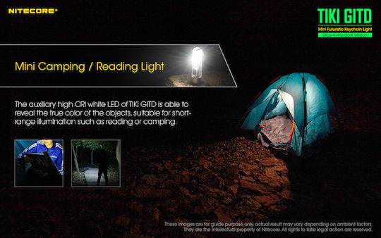 NiteCore Rechargeable Keychain Flashlight LED UV IP66 with Maximum Brightness 300lm Tiki Gitd Glow in The Dark Green Silver