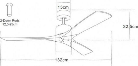 Zambelis Lights Deckenventilator 132cm mit Fernbedienung Braun