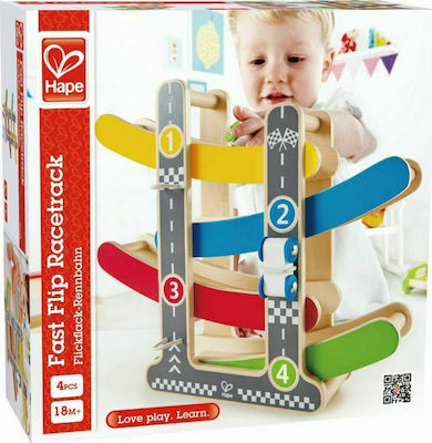 Hape Baby Toy Κατρακύλα Αυτοκινήτων FastTrack made of Wood for 18++ Months