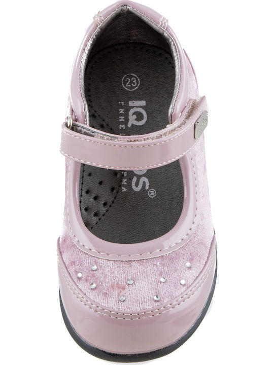 IQ Shoes Παιδικές Μπαλαρίνες με Σκρατς Suede Ροζ Pristina 125