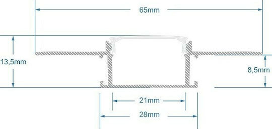 GloboStar Walled Aluminum Profile for LED Strip with Opal Cover for Drywall 100x6.6x1.3cm