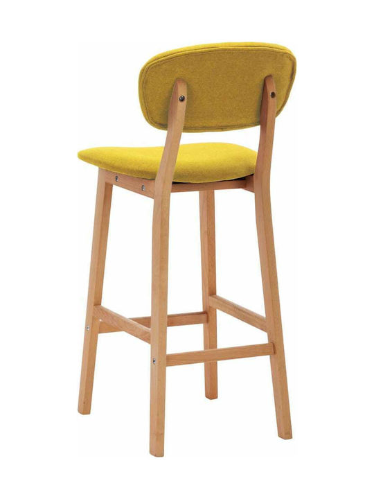 Stool Bar with Backrest Upholstered with Fabric Yellow Mustard 2pcs 45x47x92cm