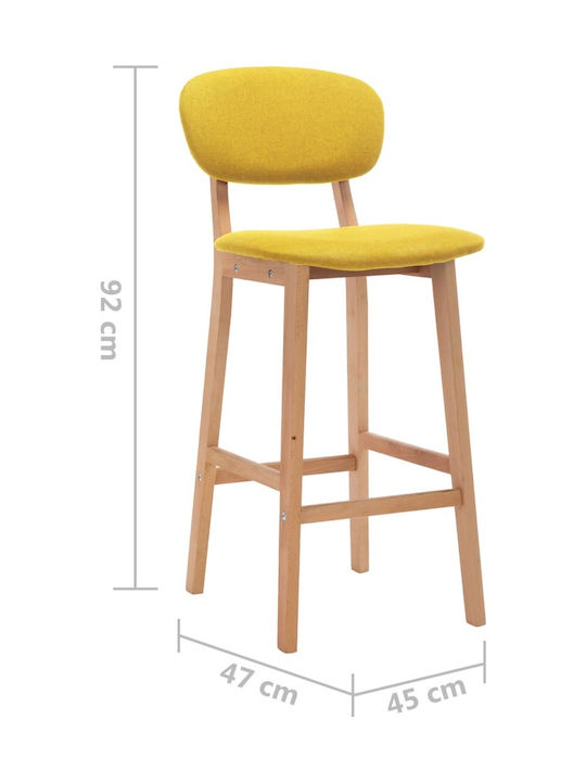 Stool Bar with Backrest Upholstered with Fabric Yellow Mustard 2pcs 45x47x92cm