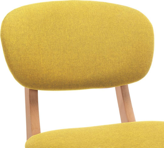 Stool Bar with Backrest Upholstered with Fabric Yellow Mustard 2pcs 45x47x92cm