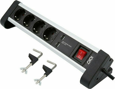 Olympia 4-Outlet Power Strip with USB and Surge Protection Black