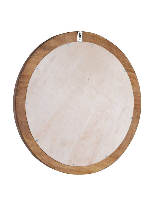 vidaXL Wall Mirror with Coffee Wooden Frame Diameter 60cm 1pcs