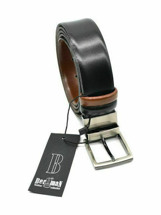 Ανδρική Ζώνη Δερμάτινη Διπλής Όψης Black / Light Brown