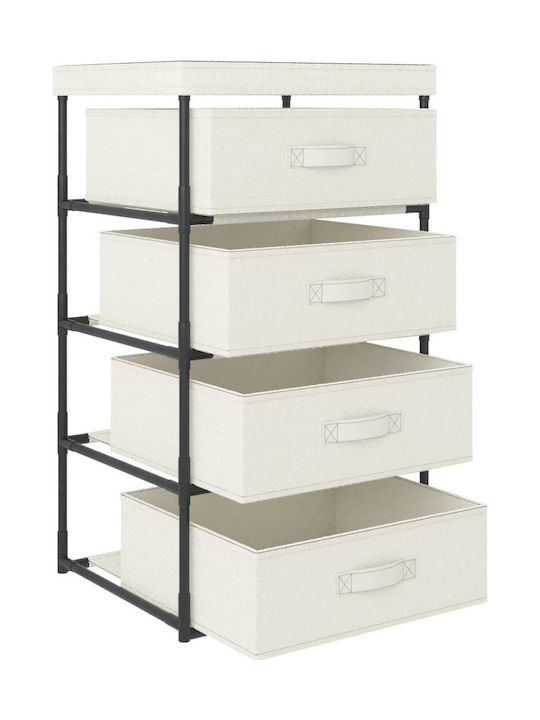 Storage Shelf Unit Made of Metal and Fabric with 4 Drawers M45xW38xH80cm