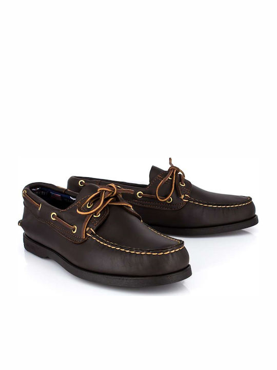Dallas Men's Leather Boat Shoes Brown