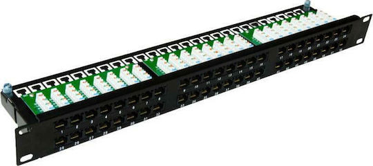 A-LAN Patch Panel για Rack 1U 19" 48 Θυρών cat5e Μαύρο