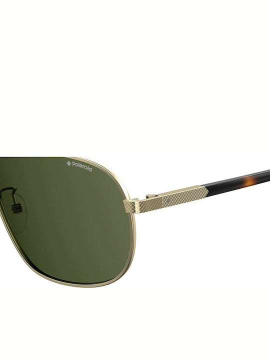 Polaroid Men's Sunglasses with Gold Metal Frame and Green Polarized Lens PLD2074/S/X J5G/UC