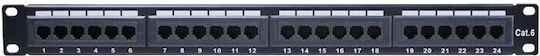 Goobay Patch Panel για Rack 1U 19" 24 Θυρών cat6 Μαύρο