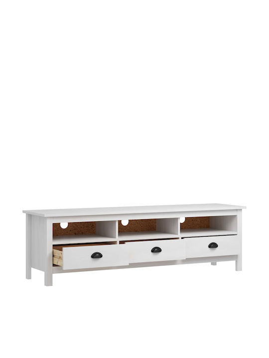 TV Stand Hill Made of Solid Wood White M158xD40xH47cm