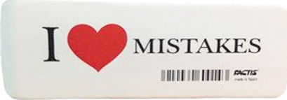 Factis Γόμα για Μολύβι I Love Mistakes Λευκή