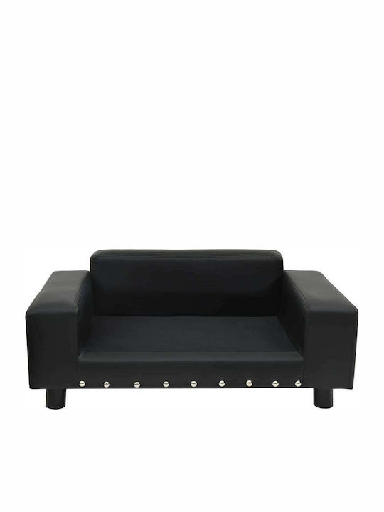 vidaXL Βελουτέ/Συνθετικό Δέρμα Elevated Dog Bed Black 81x43cm. 170954