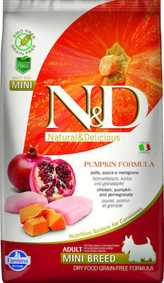 Farmina N&D Pumpkin Adult Mini 7kg Ξηρά Τροφή χωρίς Σιτηρά για Ενήλικους Σκύλους Μικρόσωμων Φυλών με Κοτόπουλο, Ρόδι και Κολοκύθα