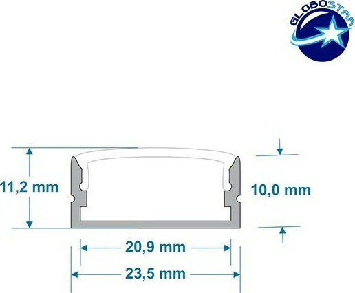 GloboStar External Aluminum Profile for LED Strip with Opal Cover 100x2.3x1cm