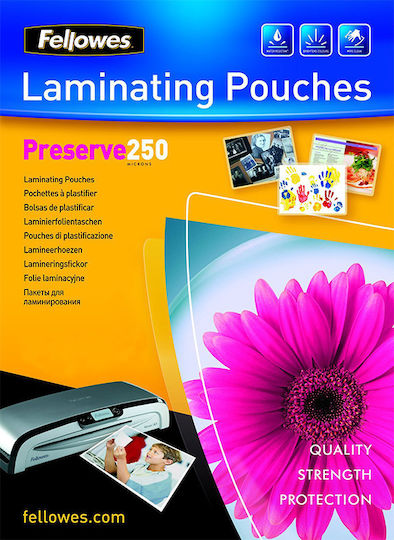 Fellowes A4 Glossy 250 Micron Ζελατίνες Πλαστικοποίησης Γυαλιστερές 100 microns 100τμχ