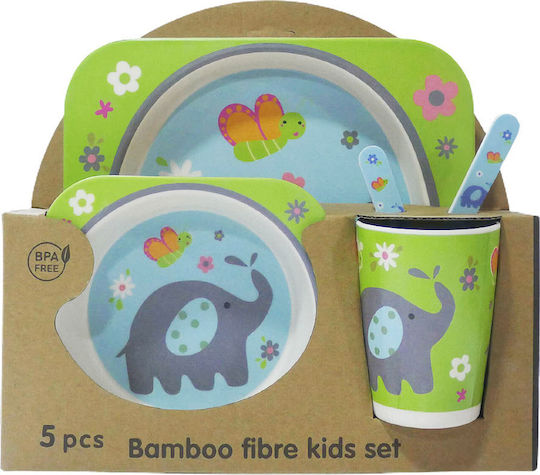 Fiko Σετ Φαγητού Ελεφαντάκι από Bamboo Πολύχρωμο 5τμχ