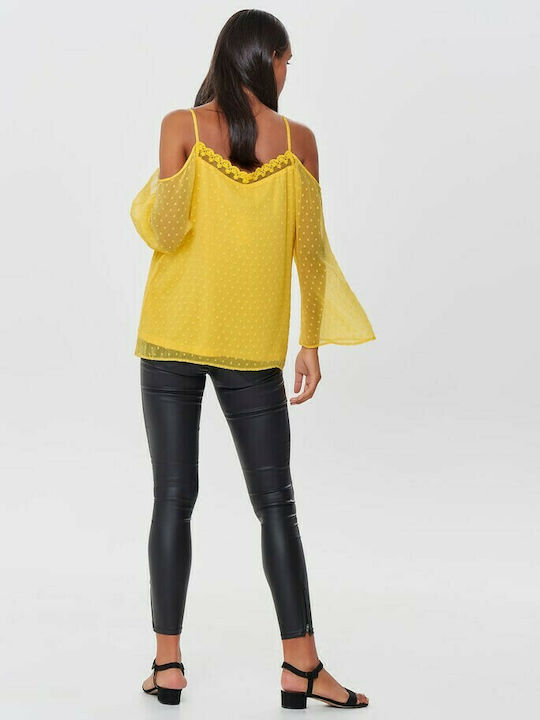 Only Women's Blouse Off-Shoulder Long Sleeve Yellow