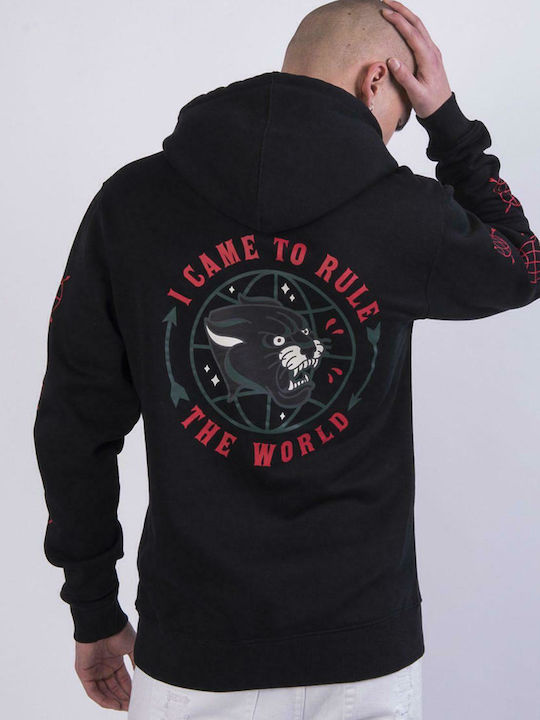 Rule The World Sweatshirt mit Kapuze Schwarz
