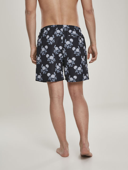 Urban Classics Men's Swimwear Bermuda Black Rose with Patterns