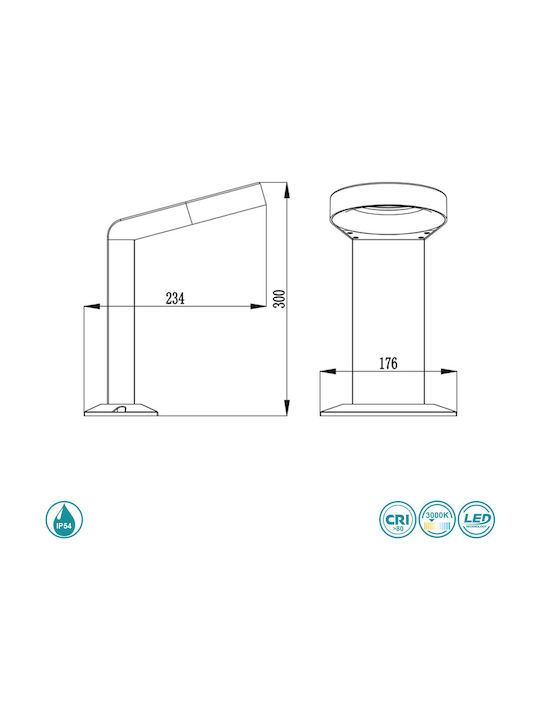 Sun Light Φωτιστικό Κολωνάκι LED Εξωτερικού Χώρου 6W με Θερμό Λευκό Φως IP54 Μαύρο