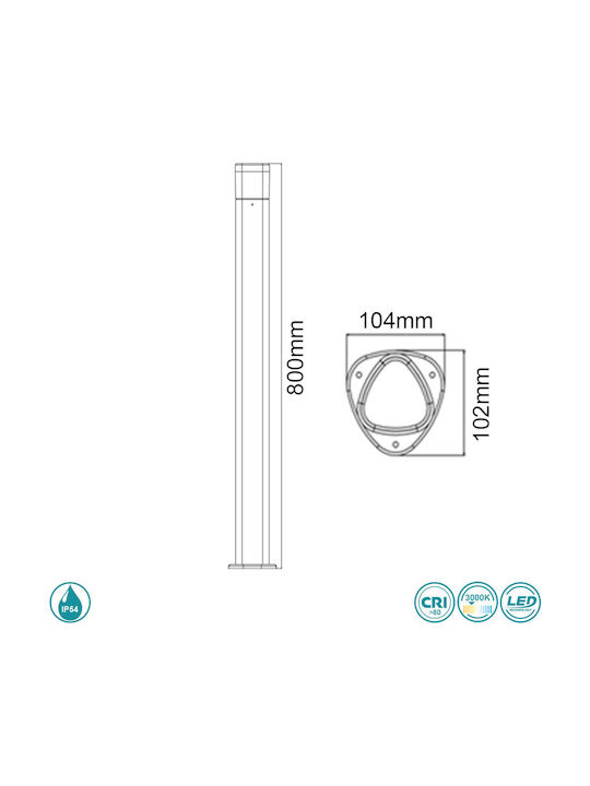 Sun Light Outdoor Floor Lamp Small Post LED 6W with Warm White Light IP54 Black
