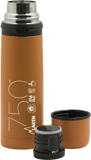 Laken Beverages Recyclable Bottle Thermos Stainless Steel BPA Free 750ml Orange with Cap-Cup