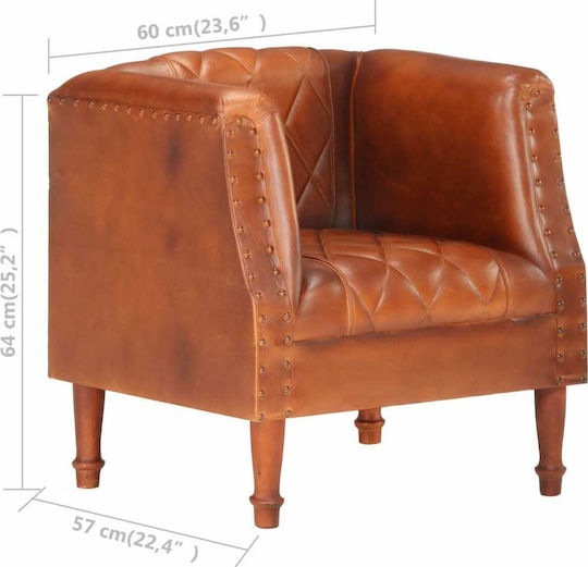 Sessel aus echtem Leder Braun 60x57x64cm