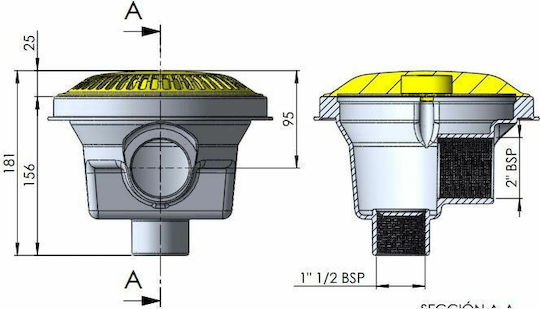 Astral Pool Аксесоари за басейн Кръгъл долен дренаж F200мм