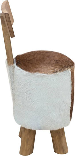 Табуретка Дневна стая с гръбнак Облечено с кожа White / Brown 30x30x70бр