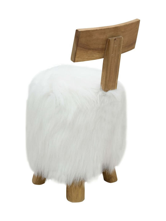 Stool Bar with Backrest Leather White 40x40x72cm