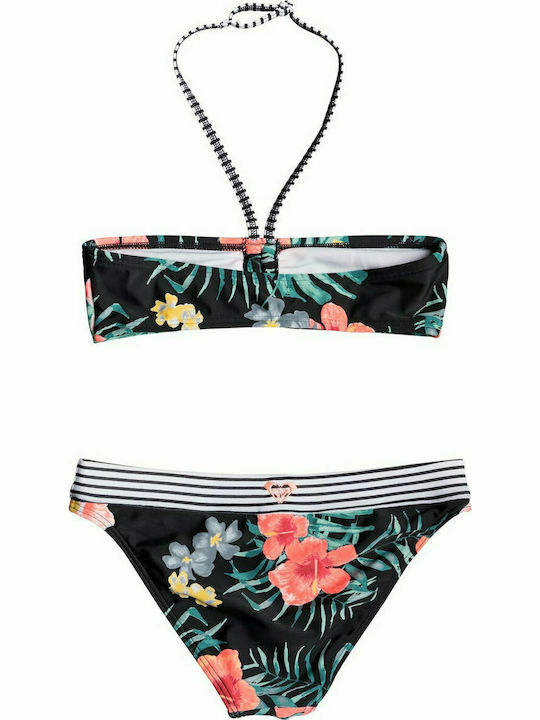 Roxy Kinder Badebekleidung Bikini Happy Spring Bandeau Bikini Set Schwarz